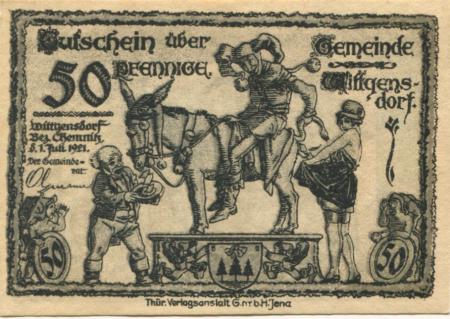 Wittgensdorf (heute: Chemnitz) - Gemeinde - 1.7.1921 - 50 Pfennig 
