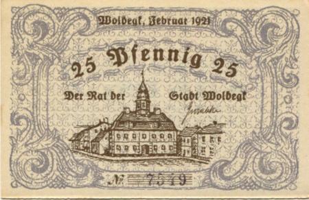 Woldegk - Stadt - Februar 1921 - 25 Pfennig 