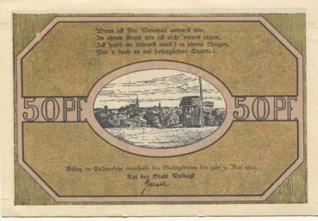 Woldegk - Stadt - - 31.5.1922 - 50 Pfennig 