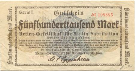 Wolfen (heute: Bitterfeld) - AG für Anilin-Fabrikation - 15.8.1923 - 500000 Mark 