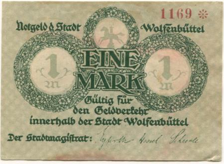 Wolfenbüttel - Stadt - November 1918 - 1 Mark 