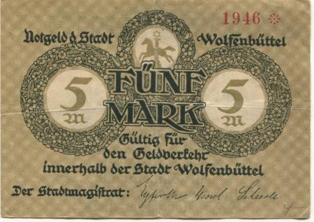 Wolfenbüttel - Stadt - November 1918 - 5 Mark 