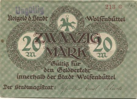 Wolfenbüttel - Stadt - November 1918 - 20 Mark 