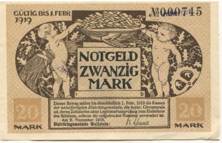 Wolfstein - Distriktsgemeinde - 8.11.1918 - 1.2.1919 - 20 Mark 