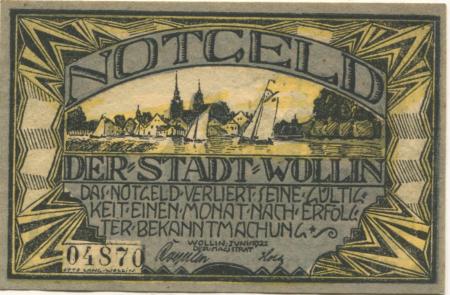 Wollin (heute: PL-Wolin) - Stadt - Juni 1921 - 50 Pfennig 