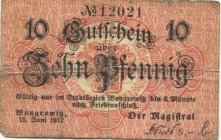 Wongrowitz (heute: PL-Wagrowiec) - Stadt - 15.6.1917 - 10 Pfennig 