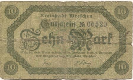 Wreschen (heute: PL-Wrzesnia) - Stadt - -- - 10 Mark 