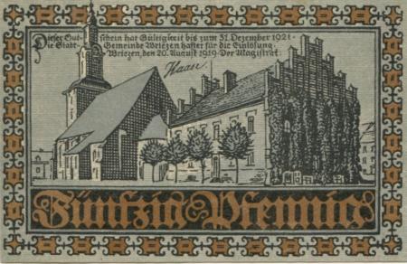 Wriezen - Stadt - 20.8.1919 - 31.12.1921 - 50 Pfennig 