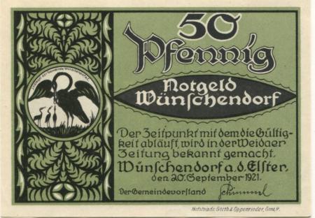 Wünschendorf - Gemeinde - 20.9.1921 - 50 Pfennig 