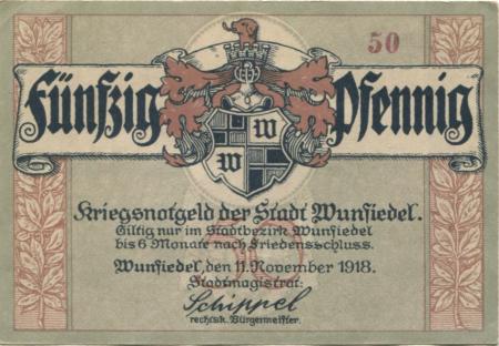 Wunsiedel - Stadt - 11.11.1918 - 50 Pfennig 