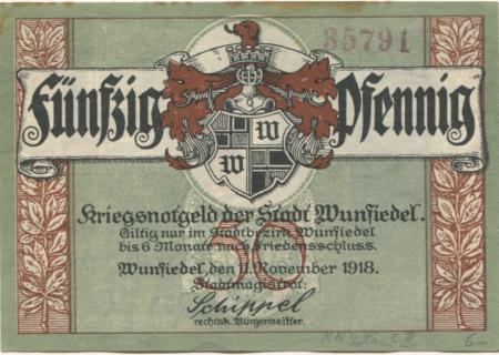 Wunsiedel - Stadt - 11.11.1918 - 50 Pfennig 