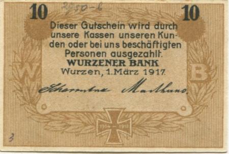 Wurzen - Wurzener Bank - 1.3.1917 - 10 Pfennig 