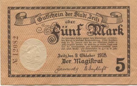 Zeitz - Stadt - 8.10.1918 - 31.1.1919 - 5 Mark 