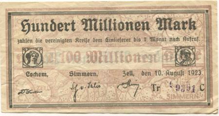 Zell - Kreis - 10.8.1923 - 100 Millionen Mark 