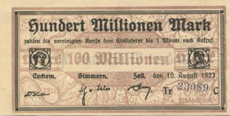 Zell - Kreis - 10.8.1923 - 100 Millionen Mark 
