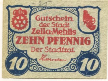 Zella-Mehlis - Stadt - Juli 1919 - 10 Pfennig 