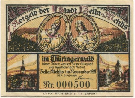 Zella-Mehlis - Stadt - November 1921 - 50 Pfennig 