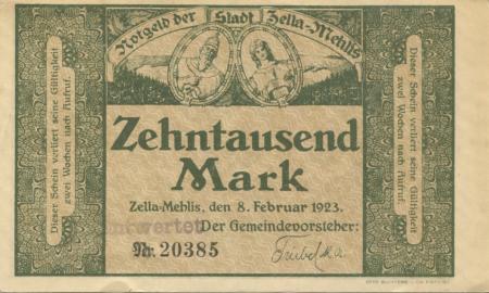 Zella-Mehlis - Stadt - 8.2.1923 - 10000 Mark 