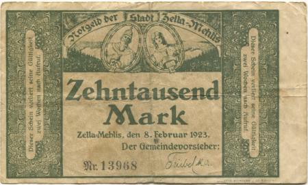 Zella-Mehlis - Stadt - 8.2.1923 - 10000 Mark 