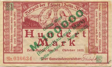 Zella-Mehlis - Stadt - 7.8.1923 - 100000 Mark 