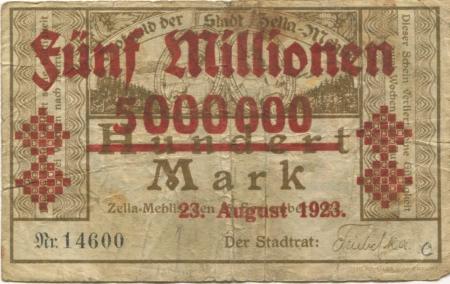 Zella-Mehlis - Stadt - 23.8.1923 - 5 Millionen Mark 