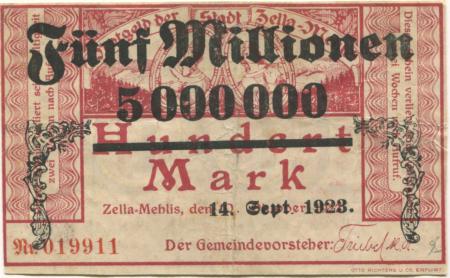 Zella-Mehlis - Stadt - 14.9.1923 - 5 Millionen Mark 