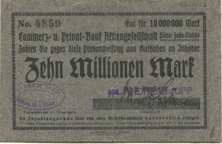 Zella-Mehlis - Jopp, Andreas, Fahrradteile, Talstr.50-52 - 28.8.1923 - 10 Millionen Mark 