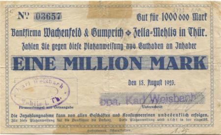 Zella-Mehlis - Weisbach, Karl - 15.8.1923 - 10 Millionen Mark 