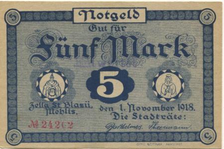 Zella-Sankt Blasii und Mehlis - Städte - 1.11.1918  - 1.3.1919 - 5 Mark 