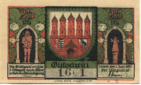 Zerbst - Stadt - 1.7.1921 - 25 Pfennig 
