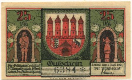 Zerbst - Stadt - 1.7.1921 - 25 Pfennig 
