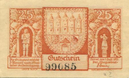 Zerbst - Stadt - 1.7.1921 - 25 Pfennig 