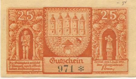 Zerbst - Stadt - 1.7.1921 - 25 Pfennig 