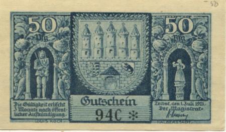 Zerbst - Stadt - 1.7.1921 - 50 Pfennig 