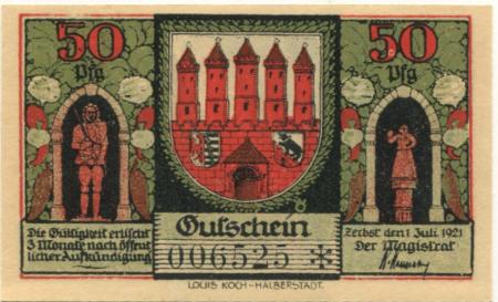 Zerbst - Stadt - 1.7.1921 - 50 Pfennig 