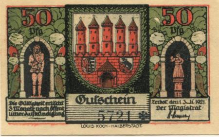 Zerbst - Stadt - 1.7.1921 - 50 Pfennig 