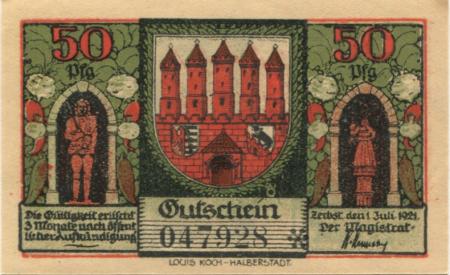 Zerbst - Stadt - 1.7.1921 - 50 Pfennig 