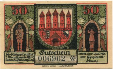 Zerbst - Stadt - 1.7.1921 - 50 Pfennig 