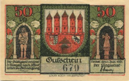 Zerbst - Stadt - 1.7.1921 - 50 Pfennig 