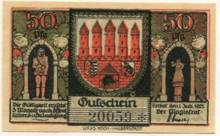 Zerbst - Stadt - 1.7.1921 - 50 Pfennig 