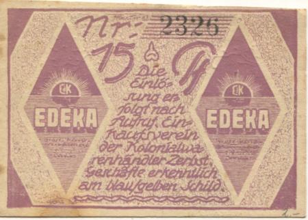 Zerbst - Einkaufsverein der Kolonialwarenhändler - -- - 15 Pfennig 