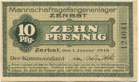 Zerbst - Mannschaftsgefangenenlager - 1.1.1916 - 10 Pfennig 