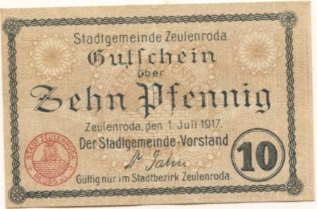 Zeulenroda - Stadt - 1.7.1917 - 10 Pfennig 