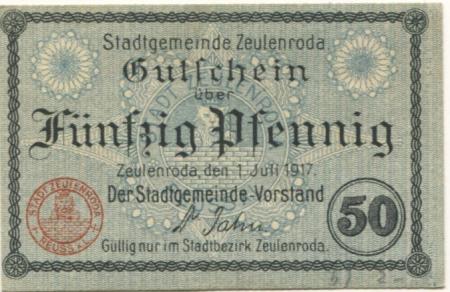 Zeulenroda - Stadt - 1.7.1917 - 50 Pfennig 