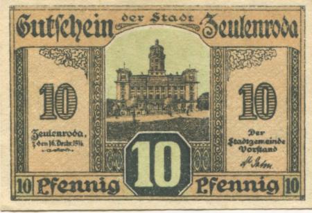 Zeulenroda - Stadt - 16.12.1918 - 10 Pfennig 