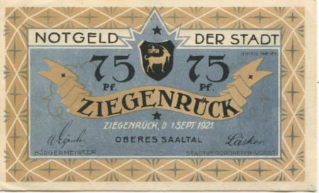 Ziegenrück - Stadt - 1.9.1921 - 75 Pfennig 