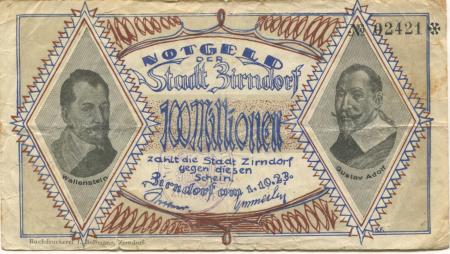 Zirndorf-  Stadt - 1.10.1923 - 100 Millionen Mark 