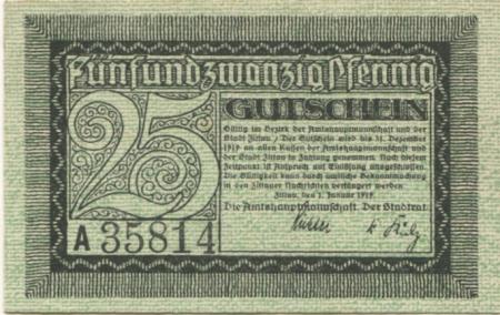 Zittau - Amtshauptmannschaft und Stadt - 1.1.1919 - 31.12.1919 - 25 Pfennig 