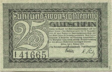 Zittau - Amtshauptmannschaft und Stadt - 1.1.1919 - 31.12.1919 - 25 Pfennig 