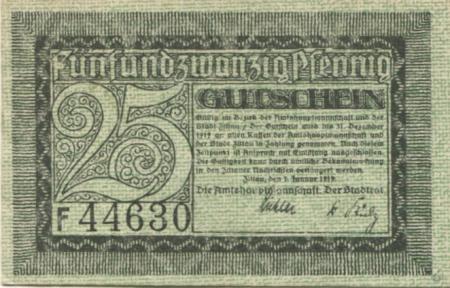 Zittau - Amtshauptmannschaft und Stadt - 1.1.1919 - 31.12.1919 - 25 Pfennig 